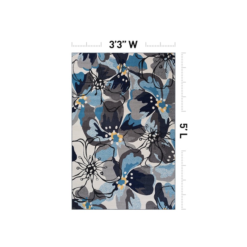 World Rug Gallery Modern Floral Non-Slip Area Rug