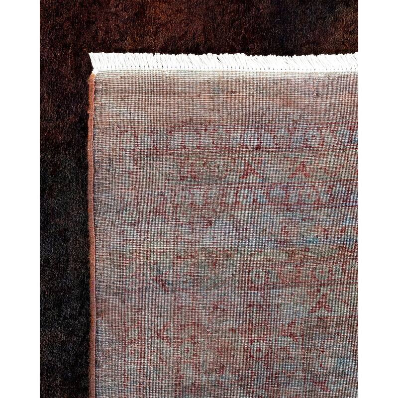 Overton Handknotted Wool Vintage Inspired Contemporary Overdyed Brown Area Rug - 18' 9" x 12' 5"