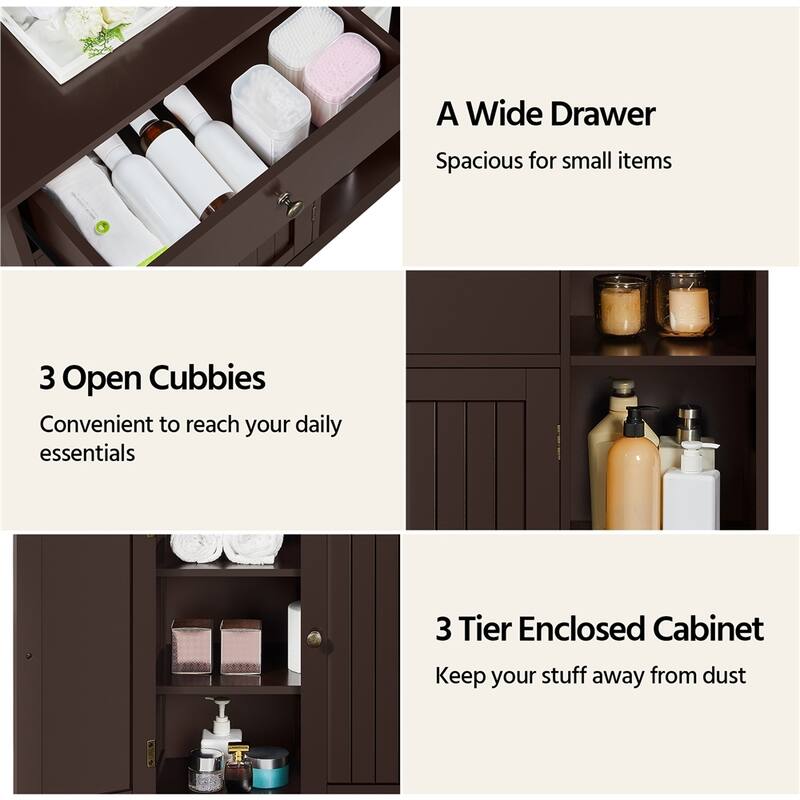 Yaheetech Free-Standing Bathroom Floor Cabinet with Adjustable Drawer