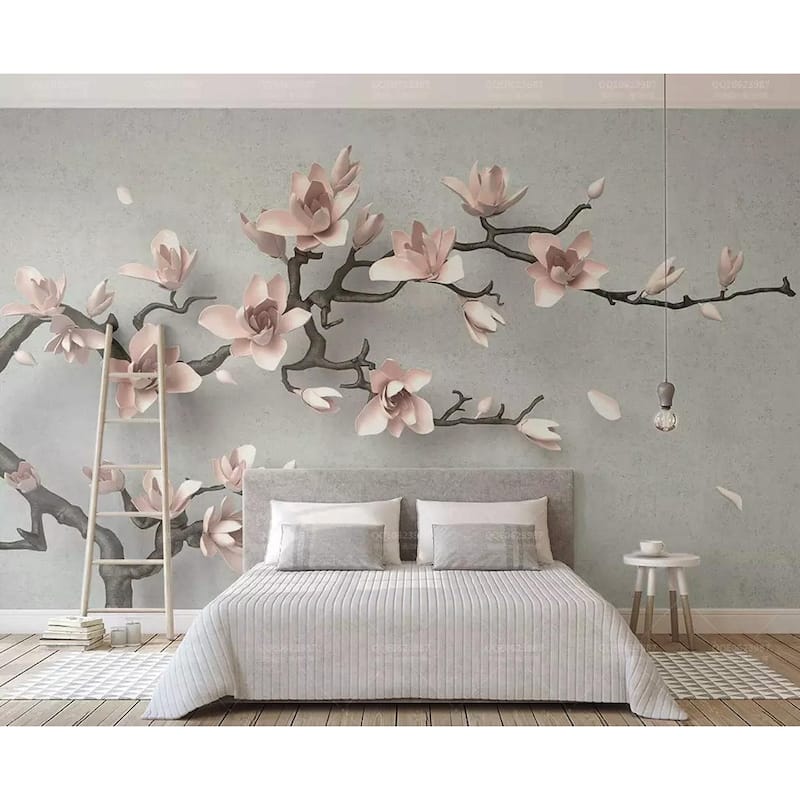 GK Wall Design 3D Embossed Floral Magnolia Blossom Soft Flower Classical Wallpaper