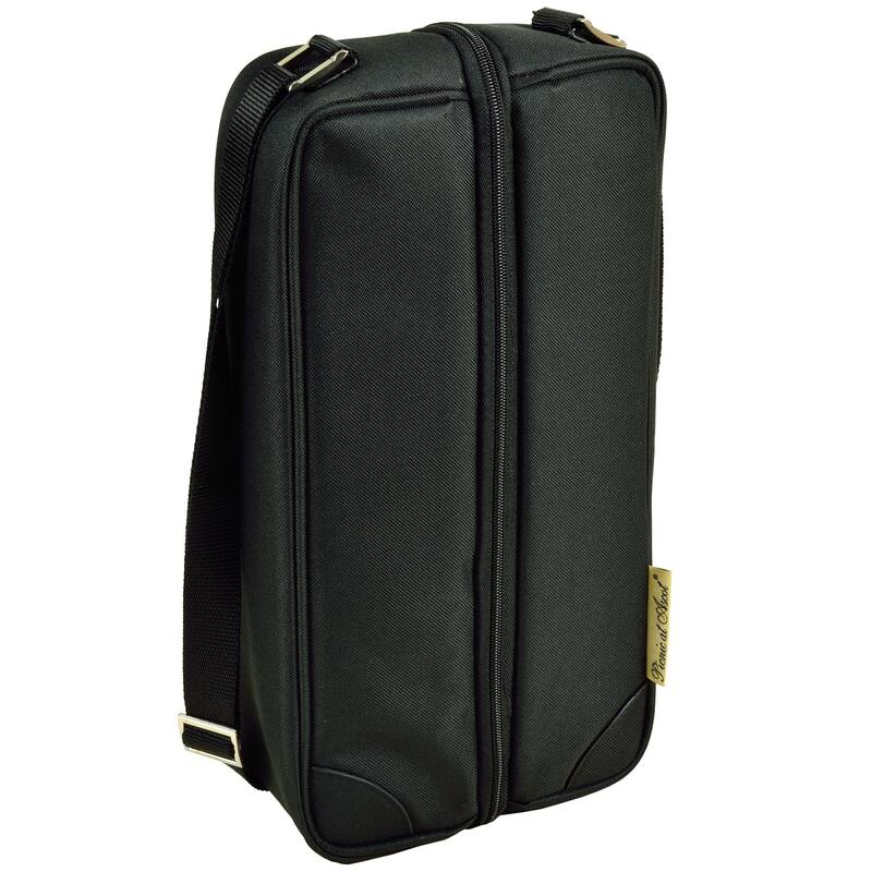 Picnic at Ascot - Insulated Wine Tote with 2 Wine Glasses, Napkins and Corkscrew - Black