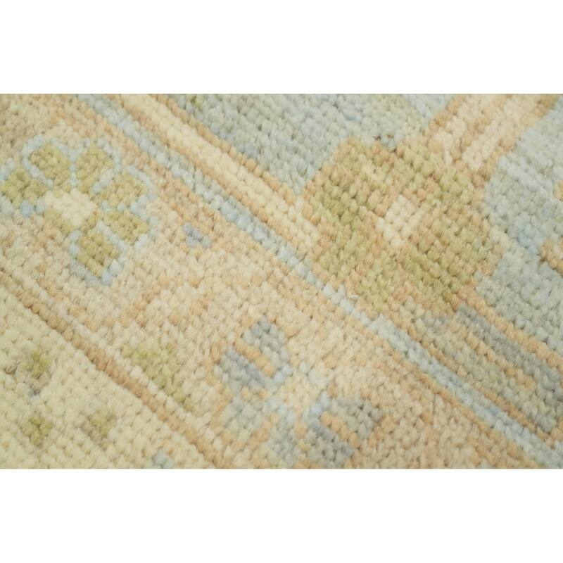 Vegetable Dye Wool Oushak Turkish Large Rug, Floral Geometric Carpet - 14' 2'' X 12' 4''