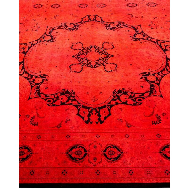 Overton Hand Knotted Wool Vintage Inspired Modern Contemporary Overdyed Orange Area Rug - 6' 0" x 9' 3"