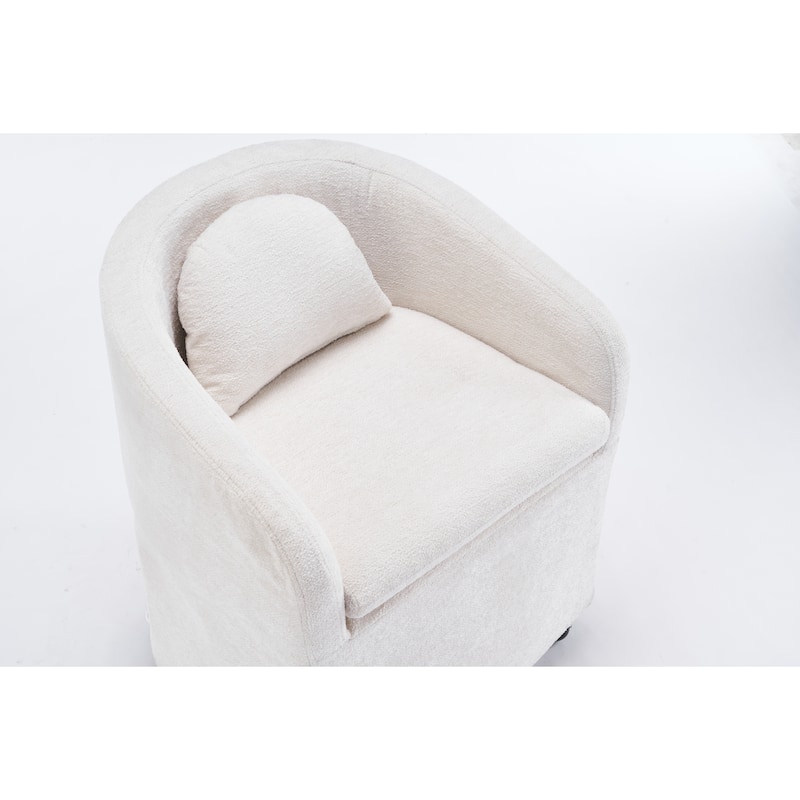 Set of 1,Chenille Fabric Dining Armchair With Back Cushion and Universal Wheels