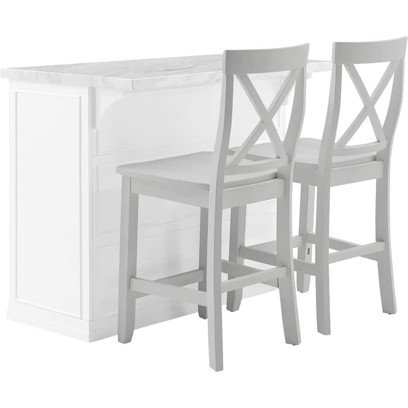 Kitchen Island with Storage & Marble Top - Rolling Cart for Dining & Prep