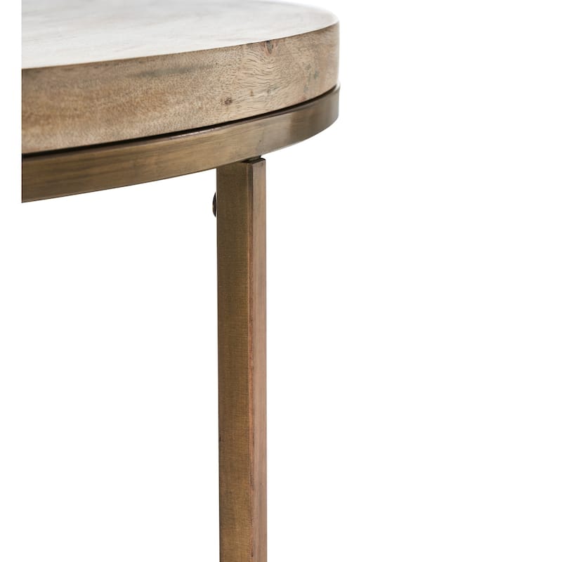 Modern Mango Wood Coffee Table - 30" - Beige and Gold