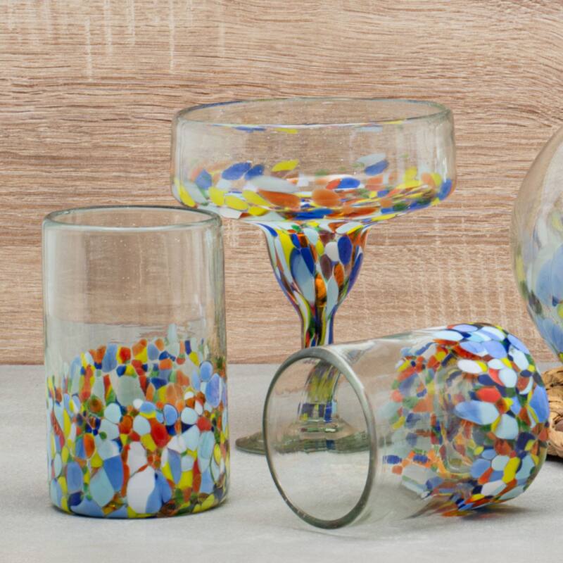 10 Strawberry Street Pueblo Handblown Mexican Glassware, Set of 4