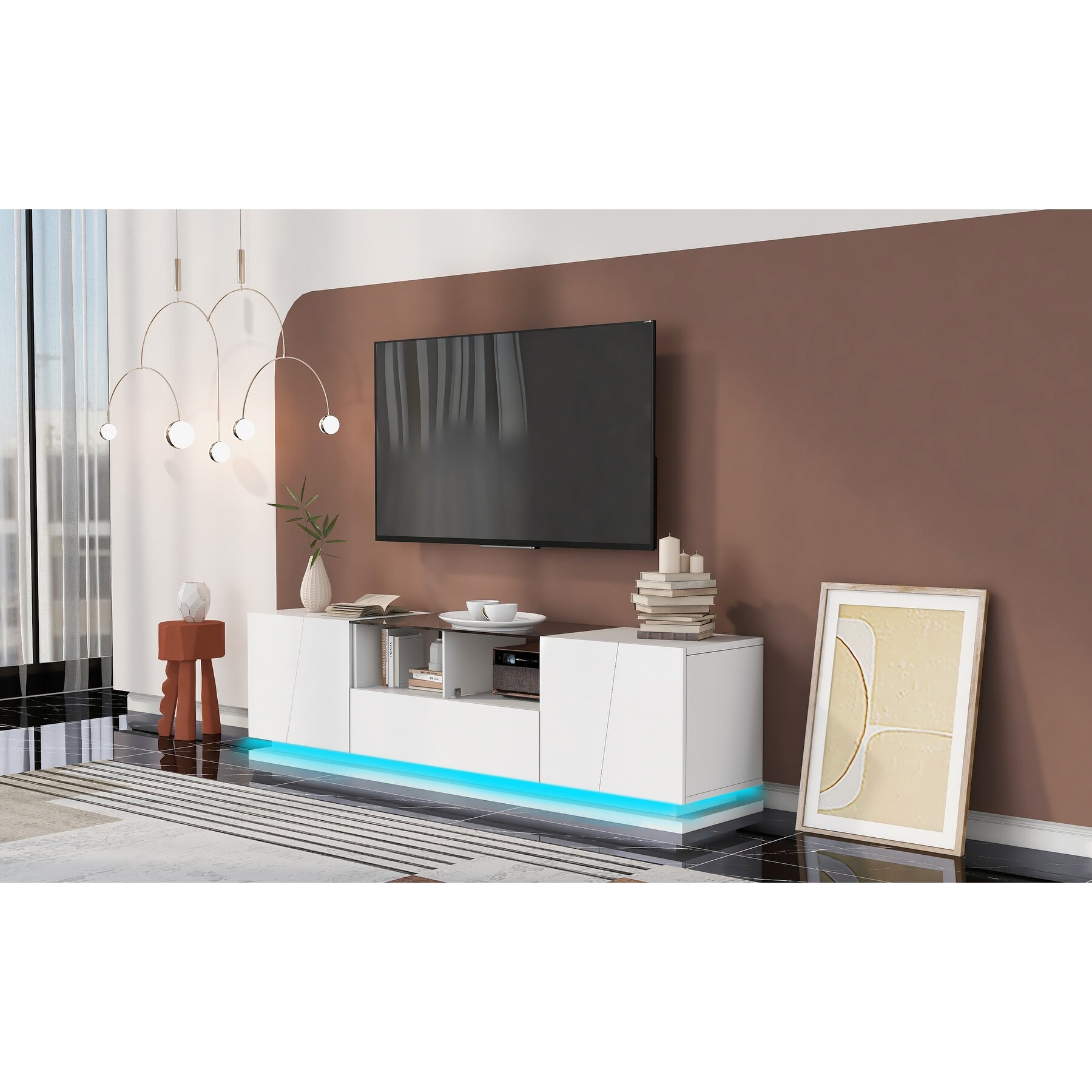 TV Stand with Tempered Glass Modern Entertainment Center for TVs Up to 72 TV Cabinet with Storage Bed Bath Beyond 37823730