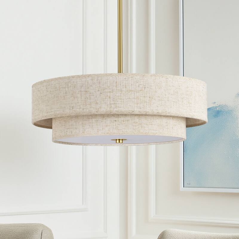 CO-Z 18 in 4-Light Dimmable Semi Flush Mount Fabric Ceiling Light Pendant - 18"