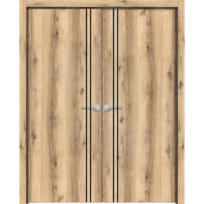 Solid French Double Doors 56 x 80 Planum 0016 Oak with