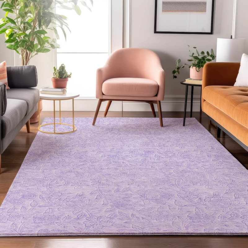 Premium Washable Super Soft Muted Floral Mayfield Rug - Lilac - 5' x 7' 6" - Rectangle