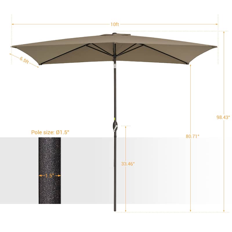 BONOSUKI Aluminum 10 x 6.5ft Patio Market Umbrella,Tilt and Crank