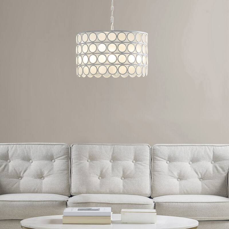 4-Light Modern Farmhouse Glass Drum Chandelier