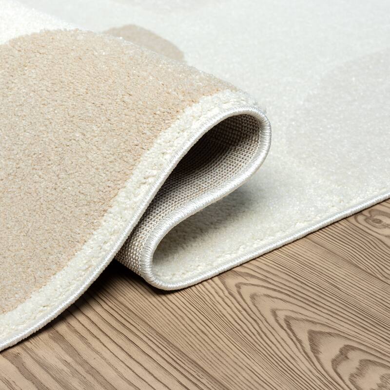 Abani Cozy COZ110A Modern Cream Grey Asymmetric Circle Pattern Neutral Area Rug