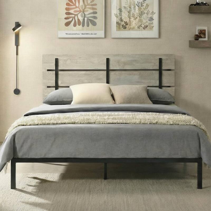 Hayward Metal Platform Bed - Grey - Queen