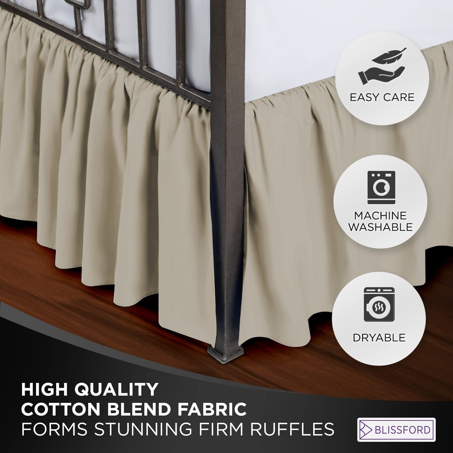 Easy Tuck Split Corner Tailored Bed Skirt 625 TC Solid Cotton Drop 18" 19" 20" 