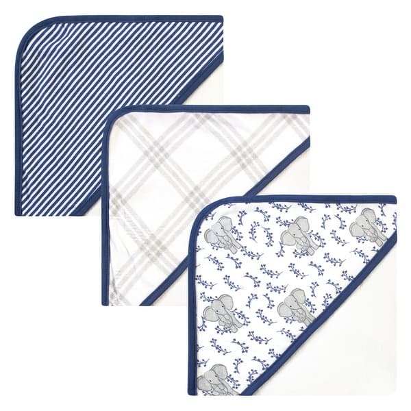 slide 1 of 1, Touched by Nature Baby Unisex Organic Cotton Hooded Towels, Blue Elephant, One Size - Blue Elephant - One Size One Size - Blue Elephant