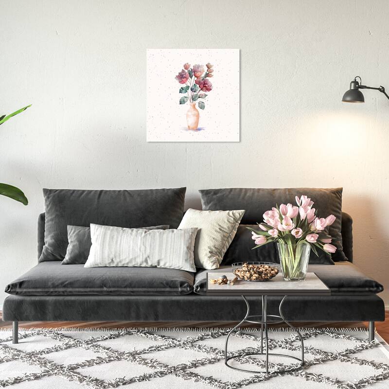 Wynwood Studio Canvas Floral and Botanical Flores y un Jarrón Pink and Rose Pink Farmhouse Wall Art Canvas Print - 20 x 20