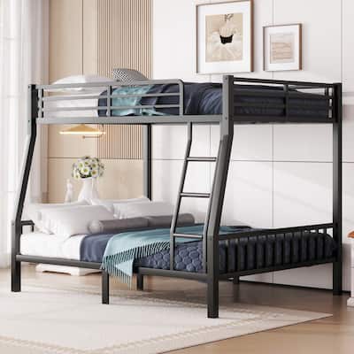 Space-Saving Twin XL/Full XL Over Queen Bunk Bed, Metal Frame, Safety Ladder