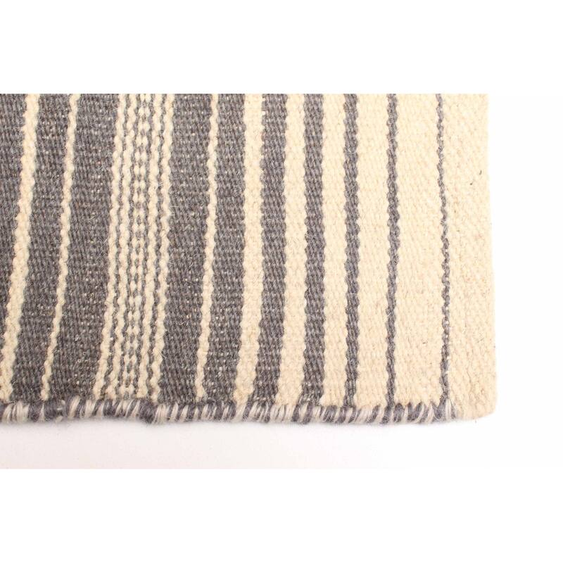 ECARPETGALLERY Flat-Weave Ankara FW Cream Wool Kilim - 5'1 x 7'10