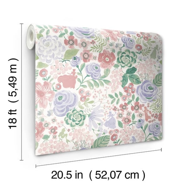 Disney Princess Purple Watercolor Floral Peel and Stick Wallpaper by RoomMates