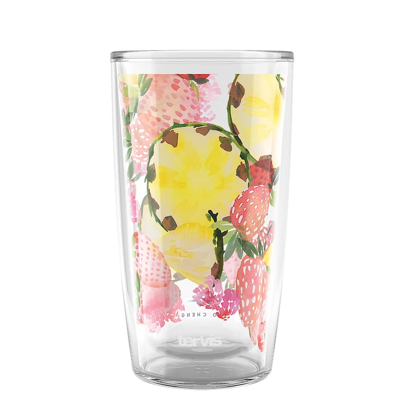 Tervis Yao Cheng Chilled Fruit Strawberry Pineapple Made in USA Double Walled Insulated Travel Tumbler, Strawberry Pineapple - 16oz