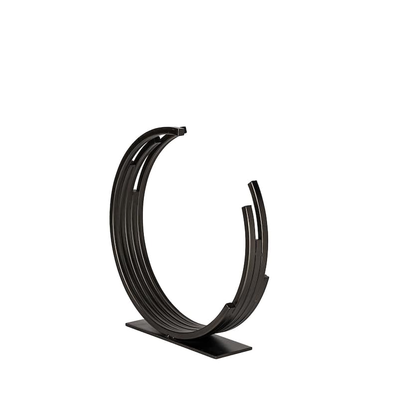 HomeRoots 20" Black Iron Modern Abstract Tabletop Sculpture