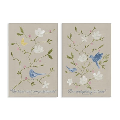 Stupell Floral Comforting Proverbs Canvas Wall Art Design By Lucille Price (Set of 2)