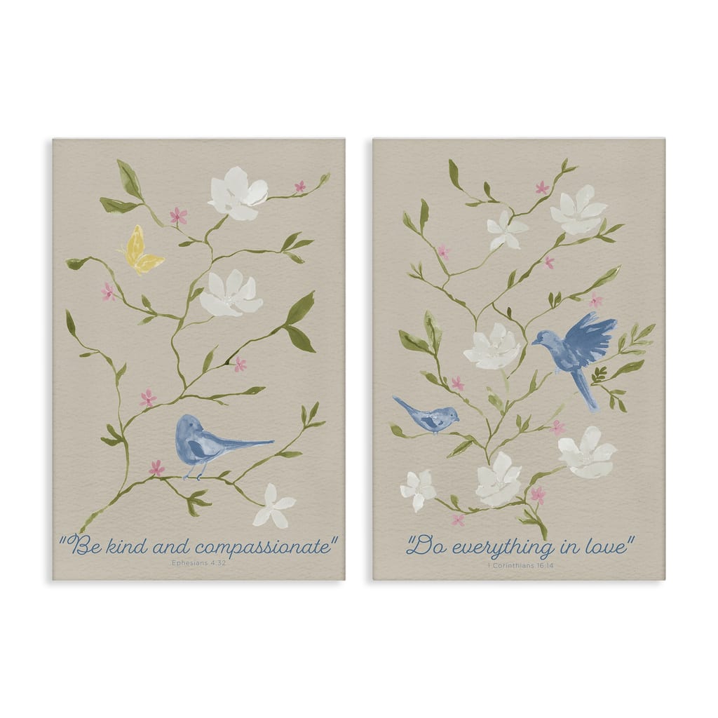 Stupell Floral Comforting Proverbs Canvas Wall Art Design By Lucille Price (Set of 2)