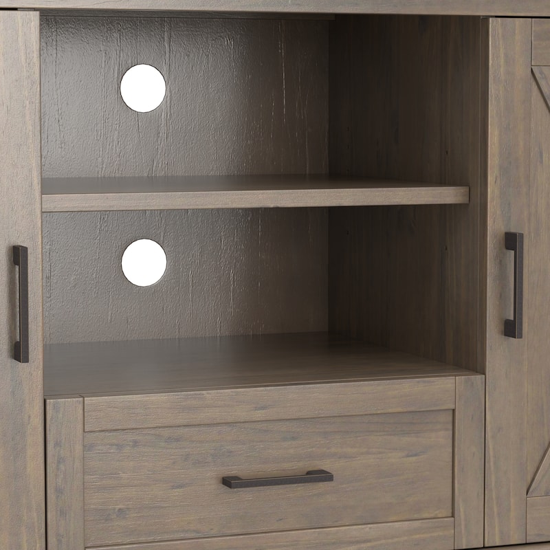 WYNDENHALL Cantina SOLID WOOD 53 inch Wide Transitional TV Media Stand in Smoky Brown For TVs up to 60 inches