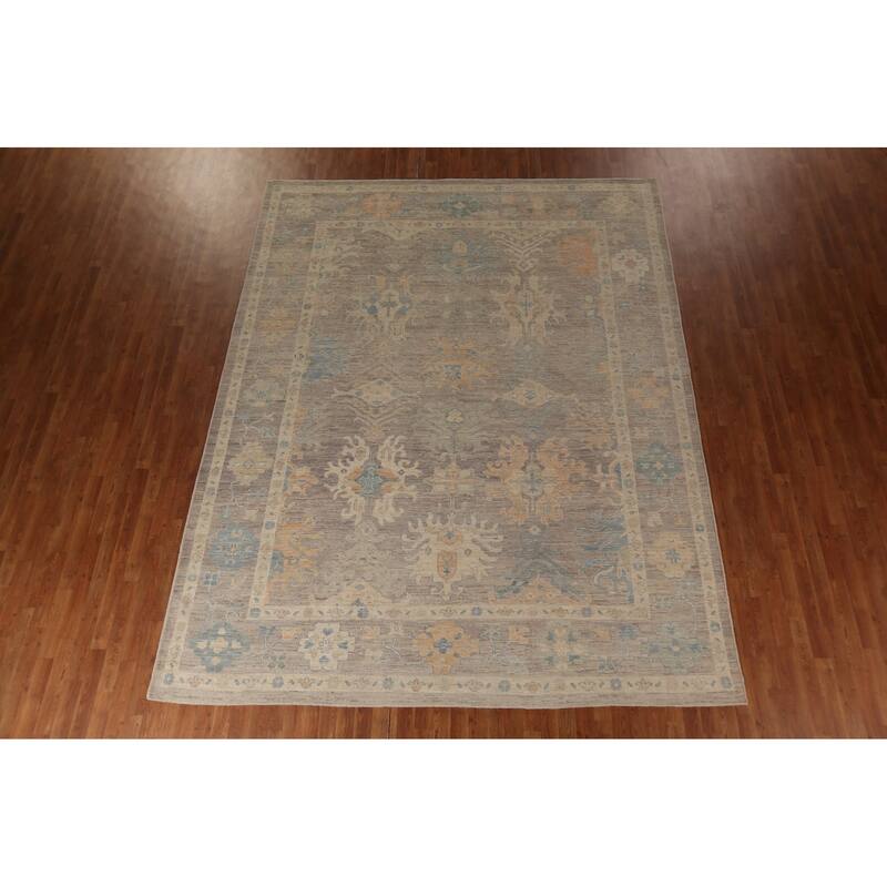 Earth Tone Oushak Vegetable Dye Turkish Area Rug Handmade Wool Carpet - 9'4"x 11'8"