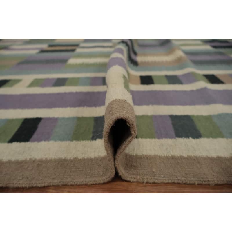 Hand Woven Oriental 100% Wool Carpet Southwestern Modern Multi-Colored Kilim Area Rug - 10' 2'' X 8' 5''