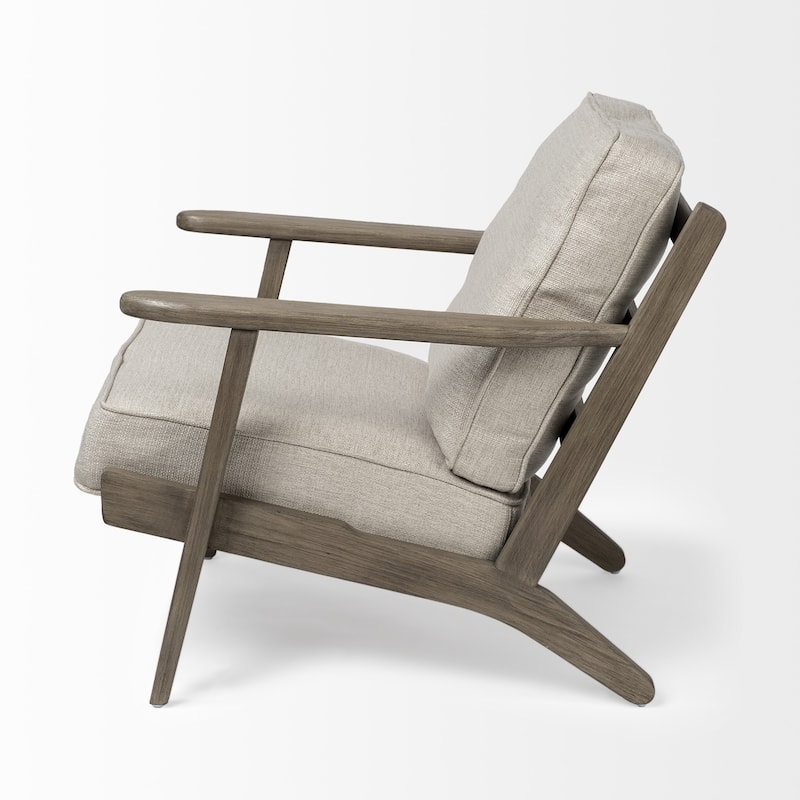 HomeRoots 31" Cream and Brown Fabric Lounge Chair - 31' X '32' X '28