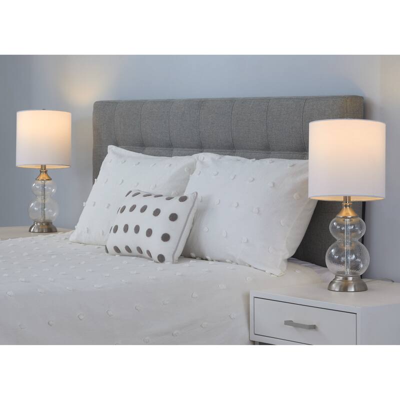 Belle 20.75" Wrinkle Glass Accent Lamp with Linen Shade (Set of 2)