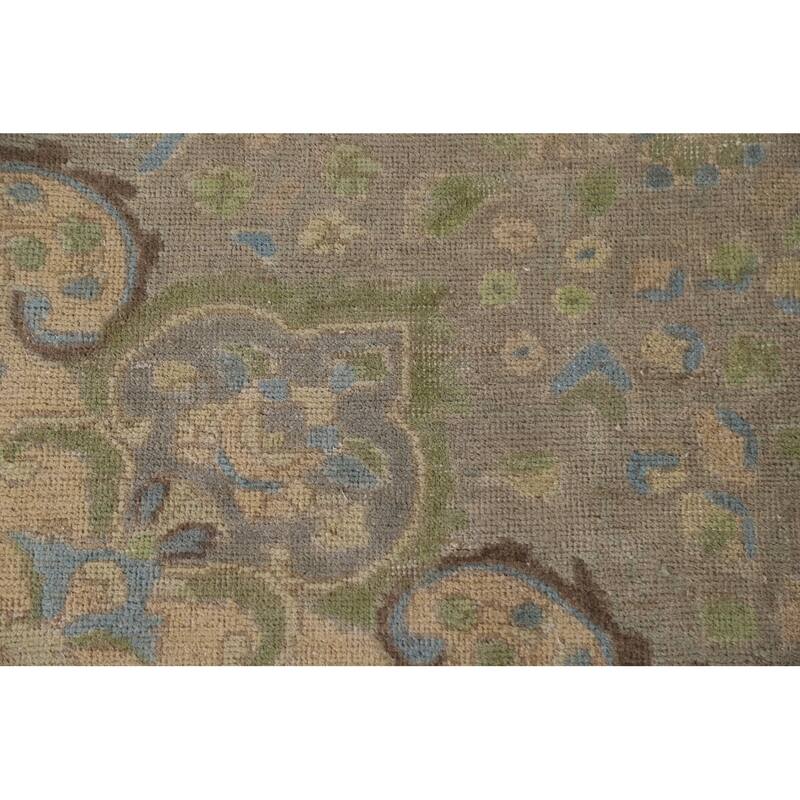 Hand Knotted Oriental 100% Wool Carpet Traditional Medallion Greys & Charcoal Tabriz Area Rug - 10' 11'' X 8' 5''