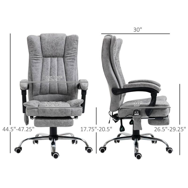 360-degree Swivel High Back Massage Office Recliner Chair: with Heat, Adjustable Height and Retractable Footrest
