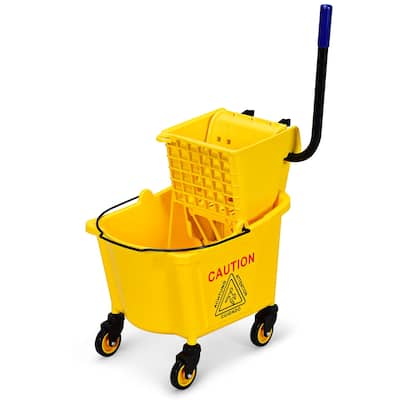 Costway Commercial Mop Bucket Side Press Wringer on Wheels Cleaning 26
