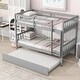 preview thumbnail 40 of 70, Twin Over Twin Rubber Wood Bunk Bed with Trundle, Convertible into 2 Twin Size Beds,with Ladder and Safety Guardrails