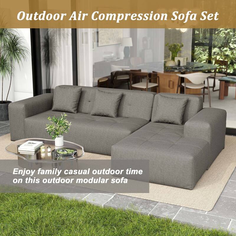 Casual Outdoor Oversized Sectional Sofa Loveseat Chaise Set