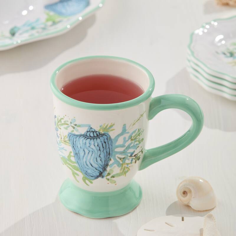 Certified International Sea Glass 14 oz. Mugs, Set of 4 Assorted Designs