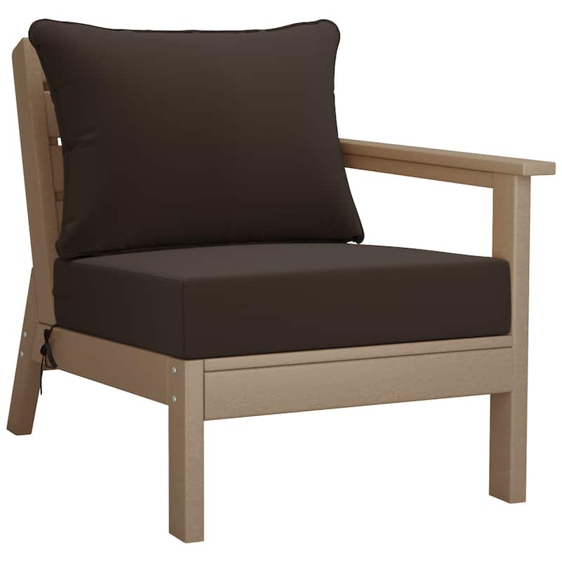 Polytrends Birchwood All Weather HDPE Outdoor Patio Deep Seating Weathered Wood Loveseat (2-Piece)