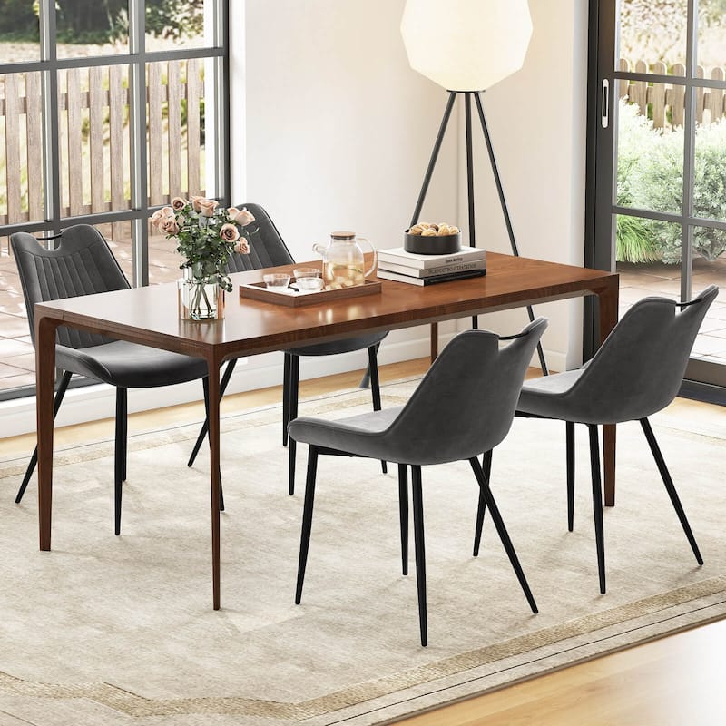 Costway Dining Chair Set of 4 Faux Leather Upholstered Kitchen Chairs - See Details
