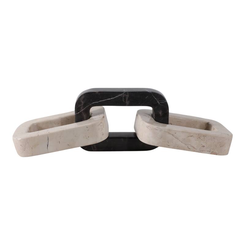 Marble Decorative Object Sculptural Linked Chain Accent - 4" Ivory - 13.25" x 4" x 4"