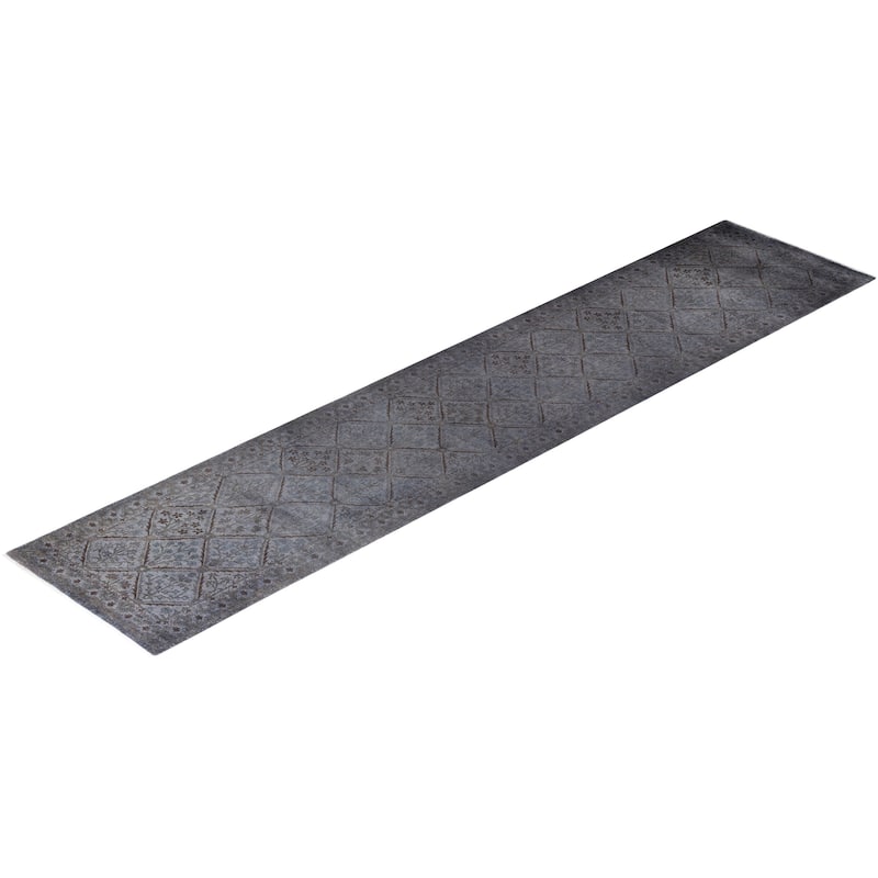 Overdyed One-of-a-Kind Hand-Knotted Area Rug - Gray - 2' 6" x 11' 10"