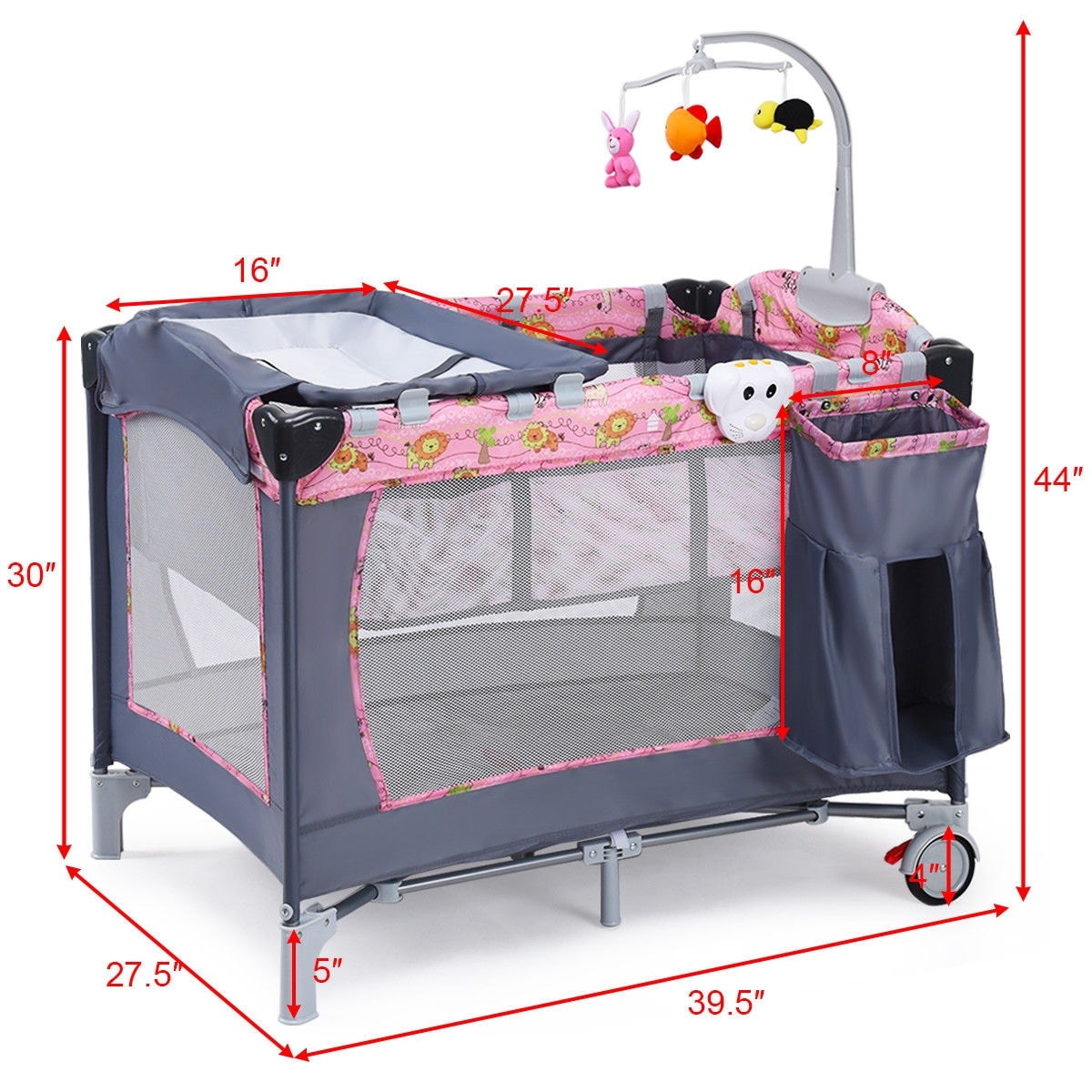 Costway Foldable Baby Crib Playpen Playard Pack Travel Infant 0 40 x 27.5 x 30