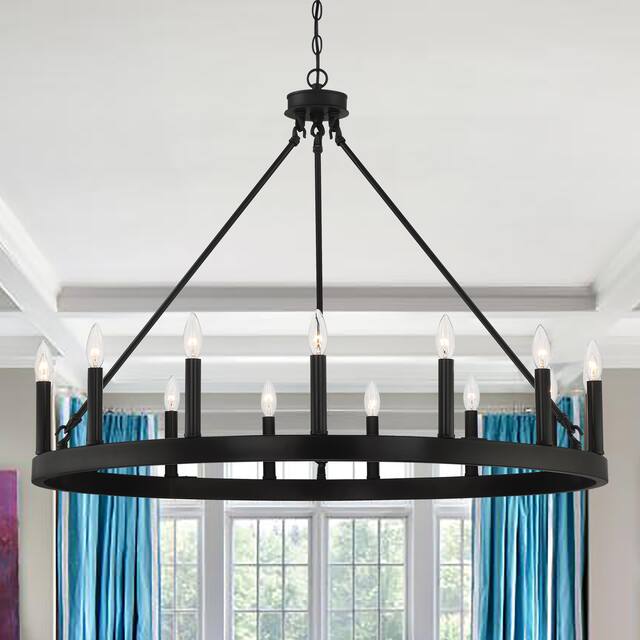 Acroma 15 Light 40 In Modern Farmhouse Wagon Wheel Chandelier-UL