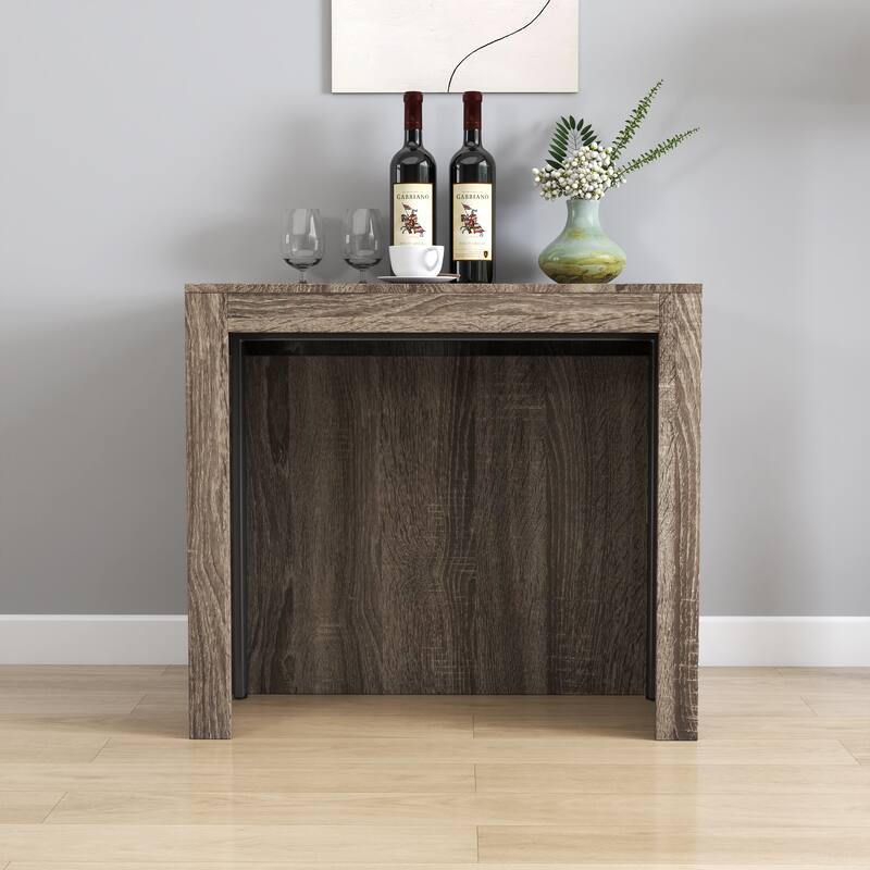 Modern Multifunctional Extendable Dining Table With Outlet,Space Saving Expanding Table With Storage