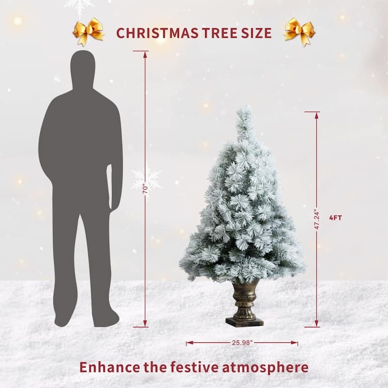 4FT White Artificial Pine Needle & PVC Festive Decor Christmas Tree