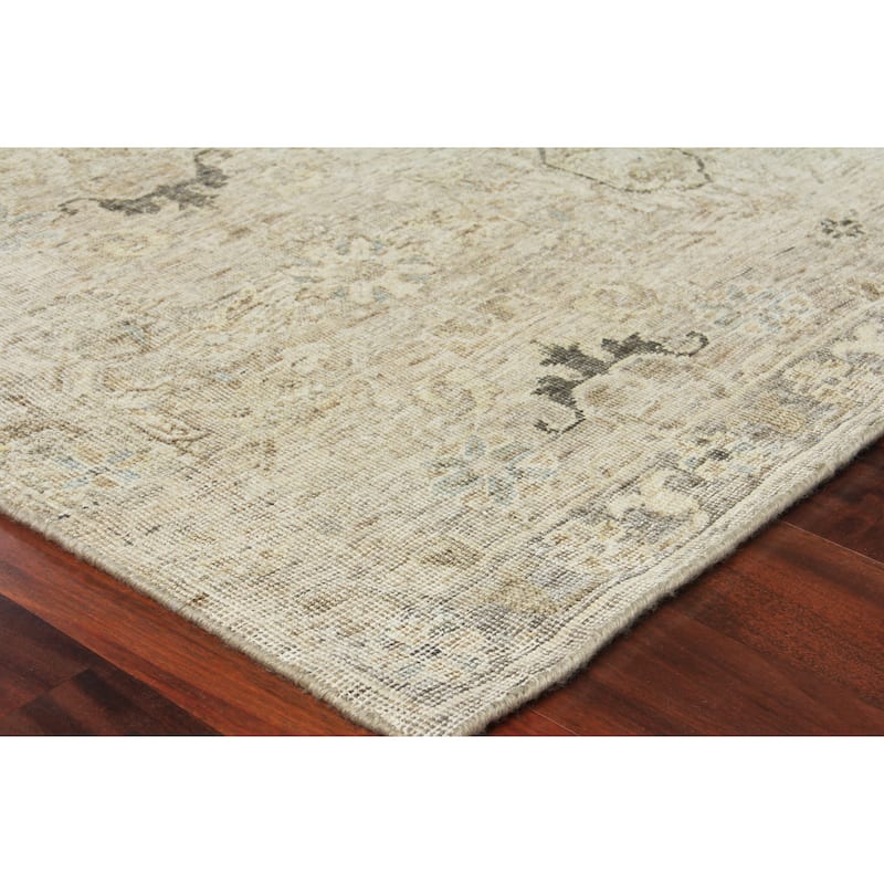 EXQUISITE RUGS Heirloom Hand-knotted New Zealand Wool Khaki Area Rug.