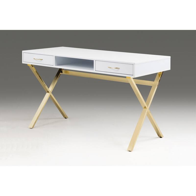 Desk with Two drawers with Medal Base - gold